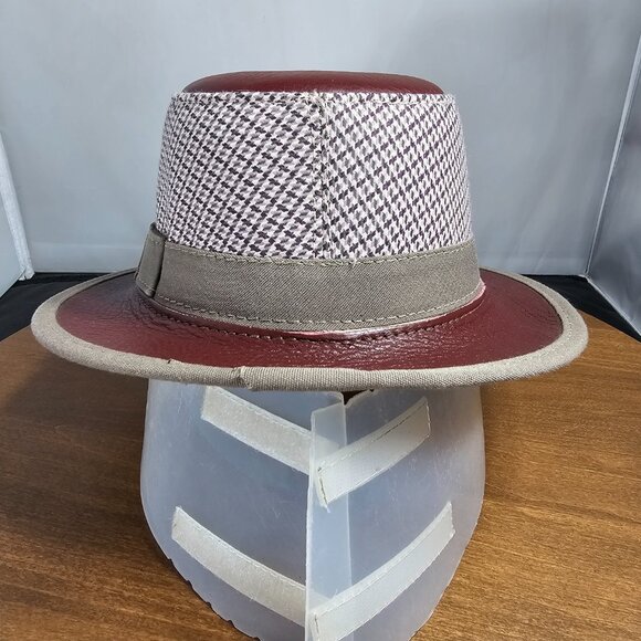 Eco Soho Leather / Fabric Fedora American Hat Makers | Burgundy | Medium RARE - Picture 4 of 10